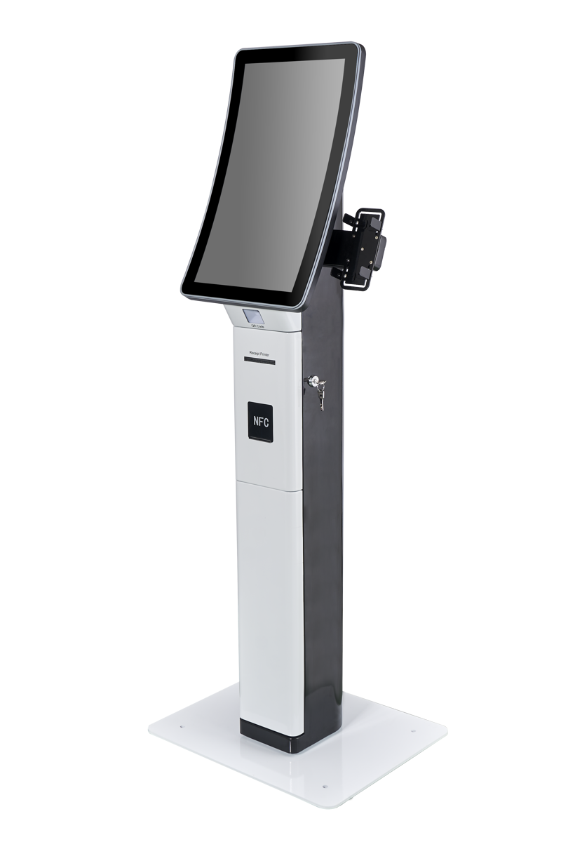 32” Self Kiosk Wi-Fi OKUYUCULU YAZICILI AYAKLI BEYAZ