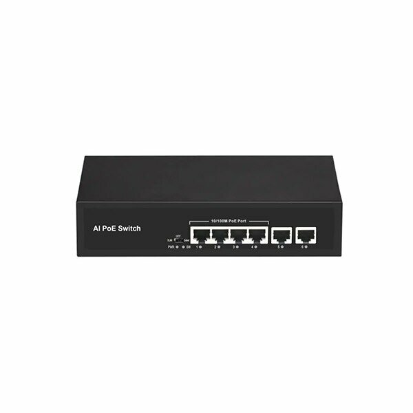 Uranium POE-4002-48W 4 Port 10/100 + 2 Port 10/100 RJ45 Uplink Watch-dog POE Switch(realtek Chipset)