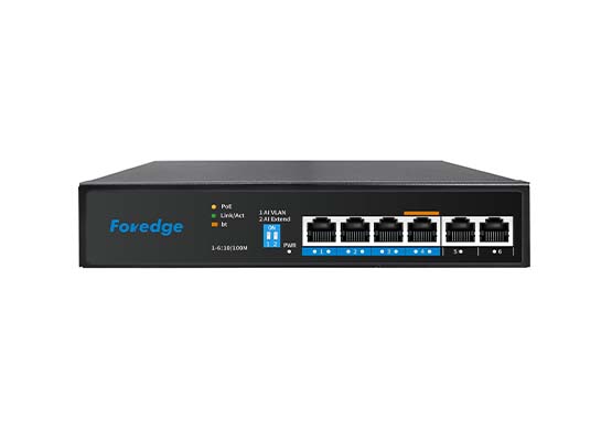 FOREDGE AI806M 4 PORT 10/100M POE + 2 PORT 100M UPLINK 65W POE SWITCH