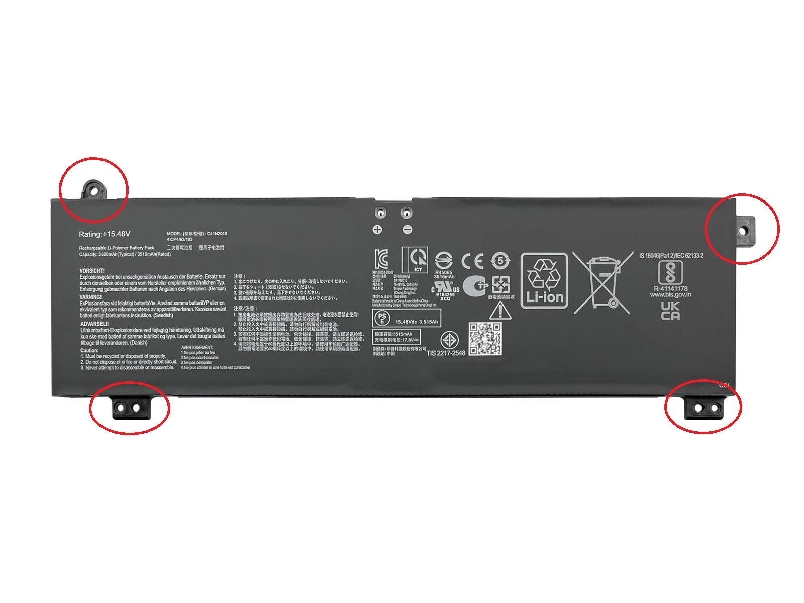 Asus C41N2010 Notebook Bataryası, Laptop Pili / RASL-213