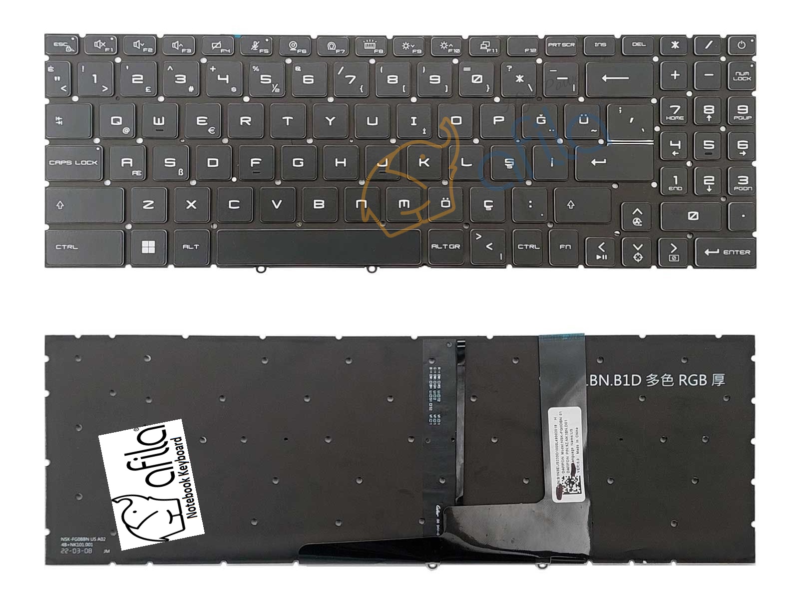 MSI Pulse GL66 GL76 MS-1582 MS-1583 MS-17L1 MS-17H3 Klavye Siyah TR, Ver.2 - Single-Zone RGB / KL1085RGBV2