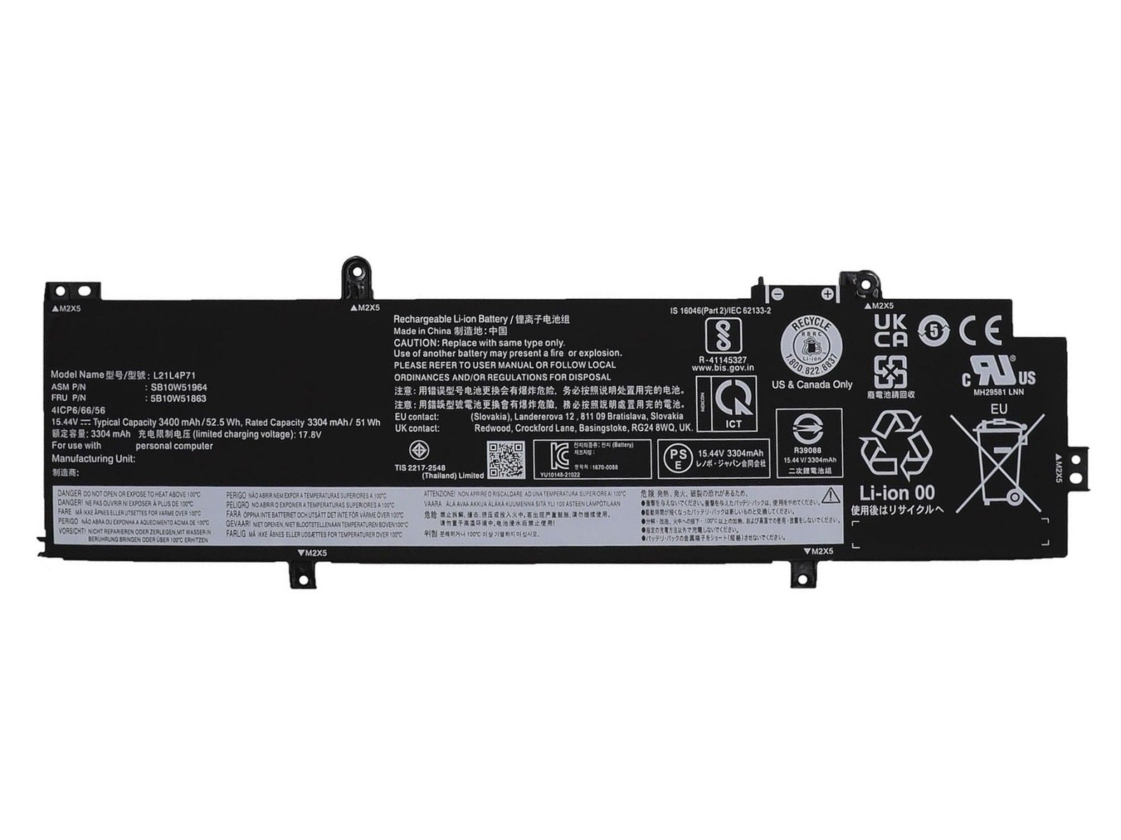 Lenovo ThinkPad T14 Gen3, L21L4P71 Notebook Bataryası, Laptop Pili - 4 Cell / RLL-201