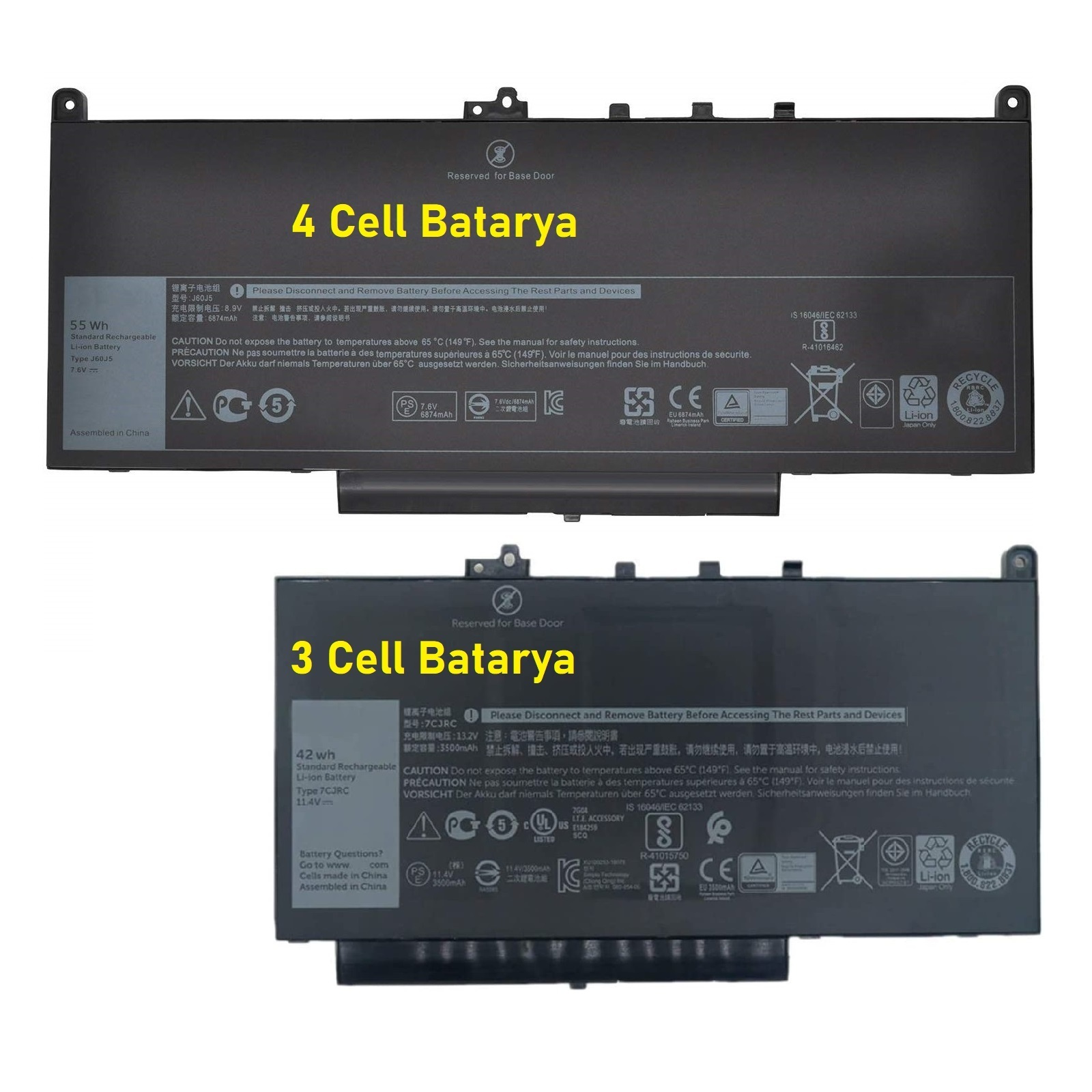 Dell Latitude E7270, E7470, 7CJRC Notebook Bataryası, Laptop Pili - 3 Cell / RDL-221