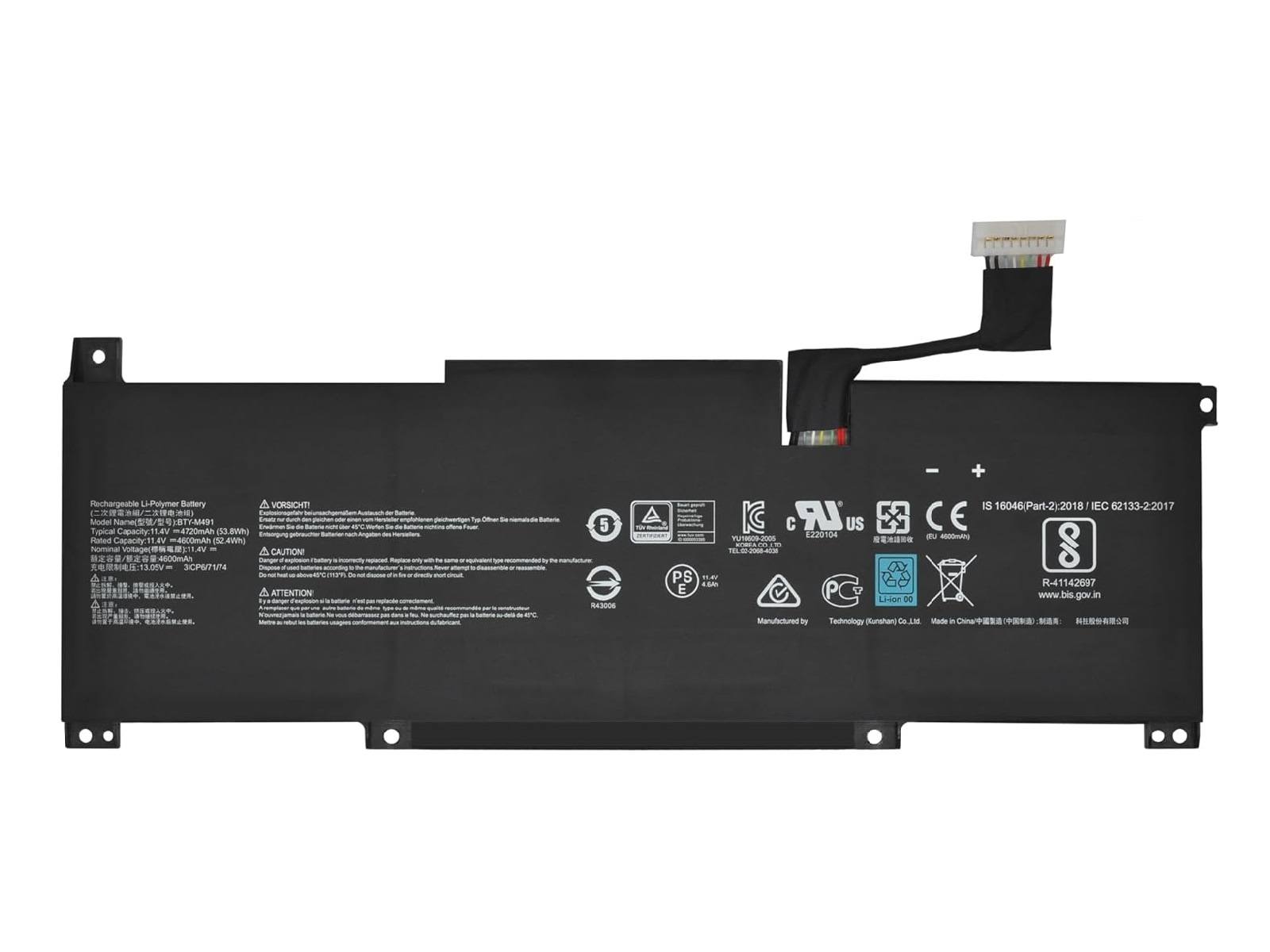 MSI BTY-M491 Notebook Bataryası, Pili - Ver.2 - Beyaz Soket - 10 Pin 8 Hat / RMSL-029