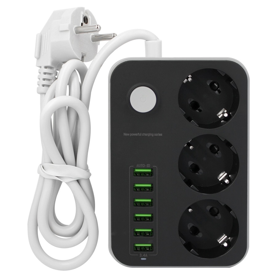 LDNIO SE-3631 3 LÜ PİRİZ 6 USB 3.4Amper Tablet+Ceptelefonu Adaptör (Şarj Cihazı)