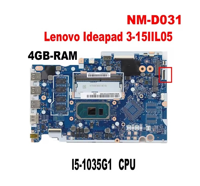 NM-D031 Lenovo ideaPad 3-14IIL05, 3-15IIL05 Notebook Anakartı, Mainboard SRGKK, CPU I3-1005G1 4G Ram O/B (Sıfır)