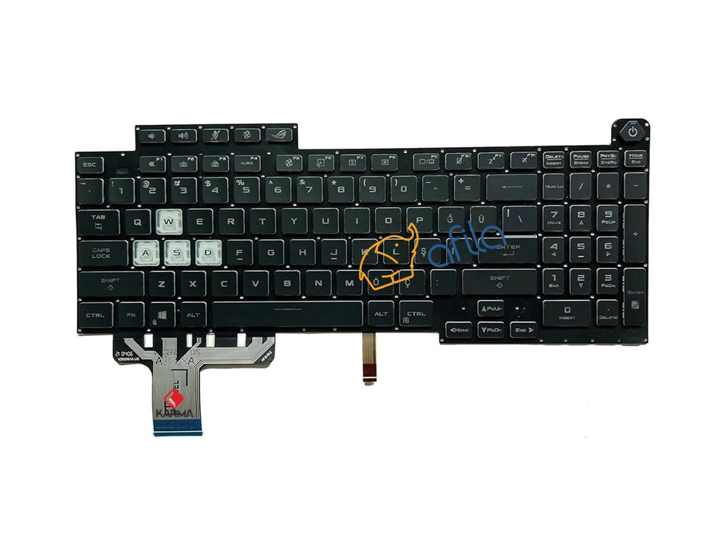 Asus G713P uyumlu Notebook Klavyesi, Laptop Tuş Takımı (Siyah TR) ışıklı - Ver.1 - 4-Zone RGB / NBKL1202