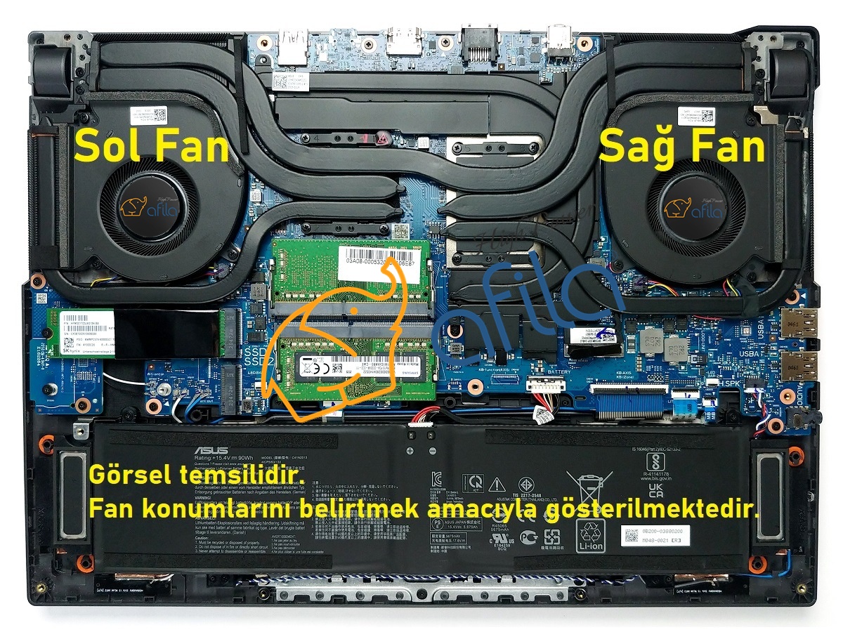 Asus G713Q uyumlu Notebook Cpu Fanı, Sol Fan - Ver.1 - 5V / FAN828LF