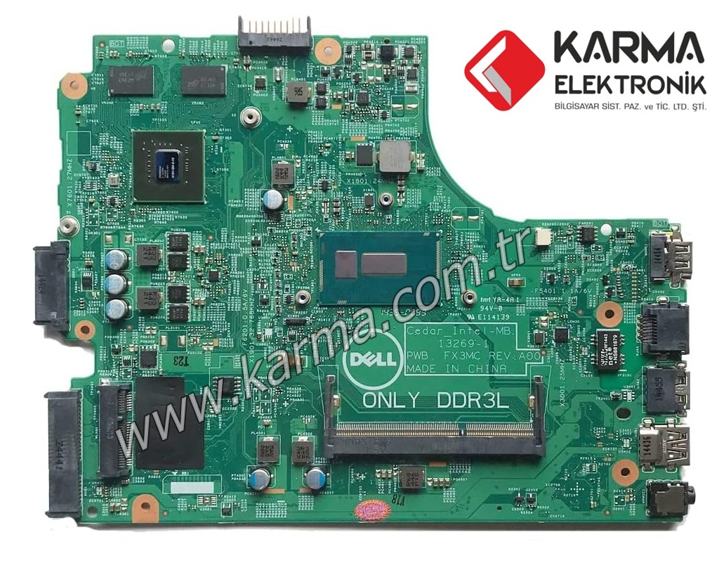 Dell inspiron 3442 3443 15 3542 3543,13269-1 FX3MC Anakartı, Mainboard - Ekran Kartlı (SR23Y i5-5200U CPU)