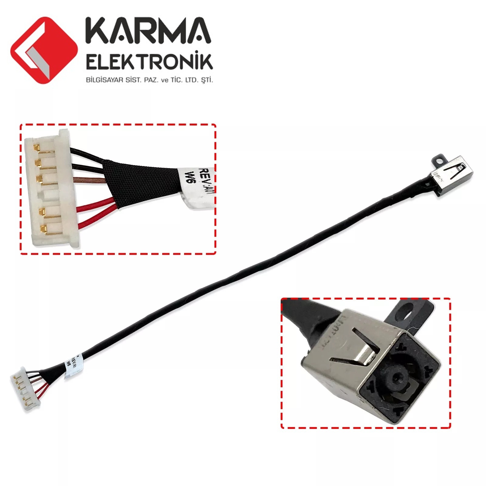 Dell inspiron 15 5551 5552 5555 5558 5559 KD4T9 0KD4T9 AAL20 Notebook Dc Power Jack (Kablolu) DC30100VV00 DC30100UD00