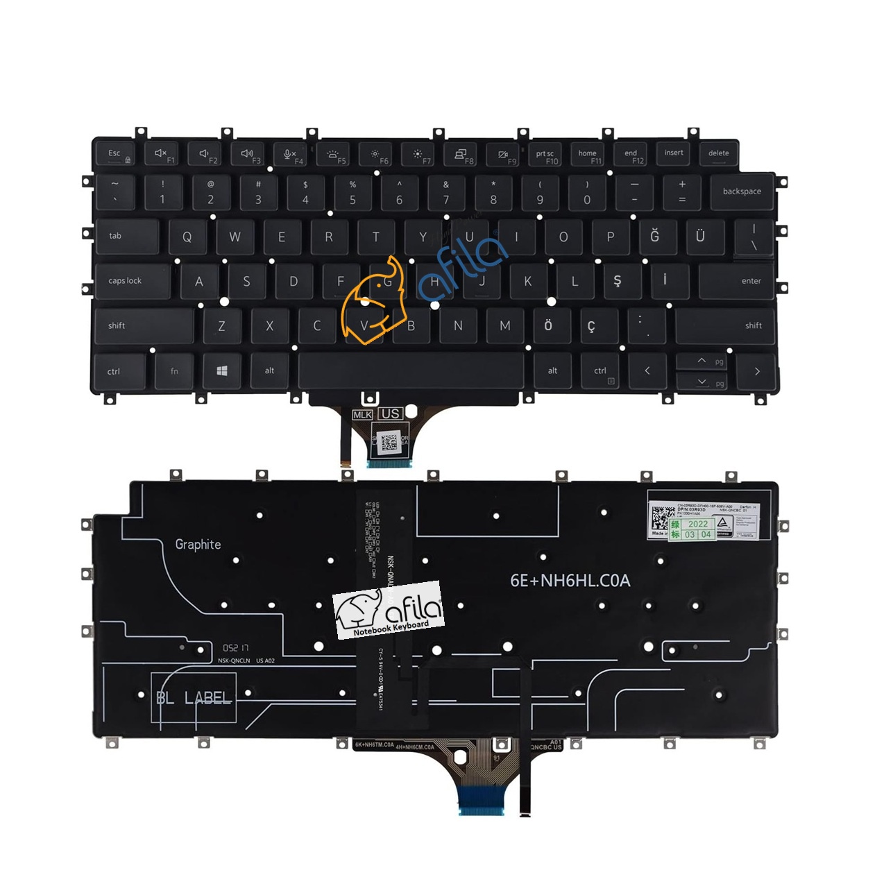 Dell Latitude 15 9510 9520 1JHJY 01JHJY 2'si 1 Notebook Klavyesi, Laptop Tuş Takımı (Siyah TR) IŞIKLI