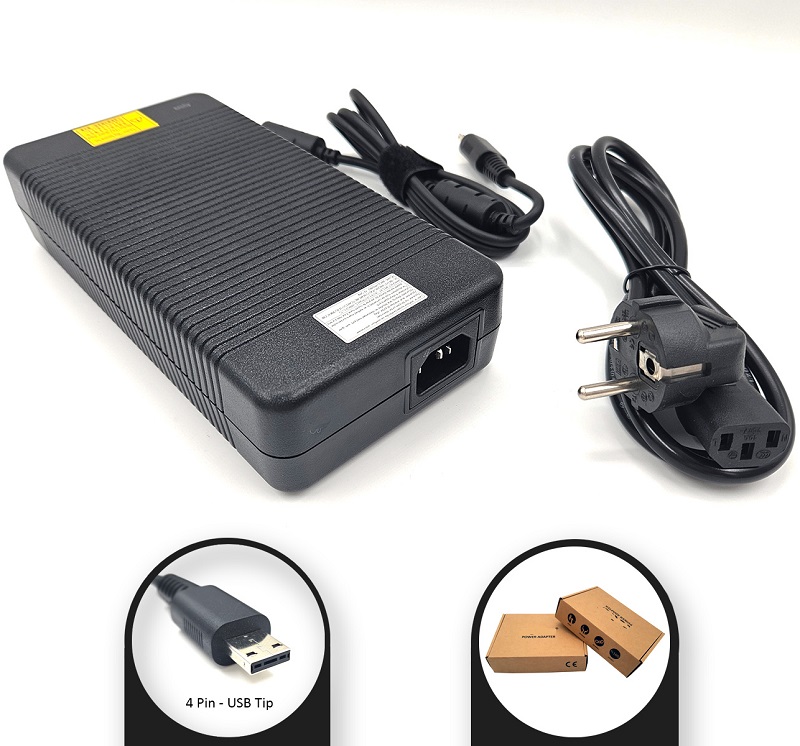 MSI uyumlu 20V 12A 240W 4 Pin USB Tip Rectangle Adaptör, Şarj Cihazı (Büyük Type-c) / RPA-AC339