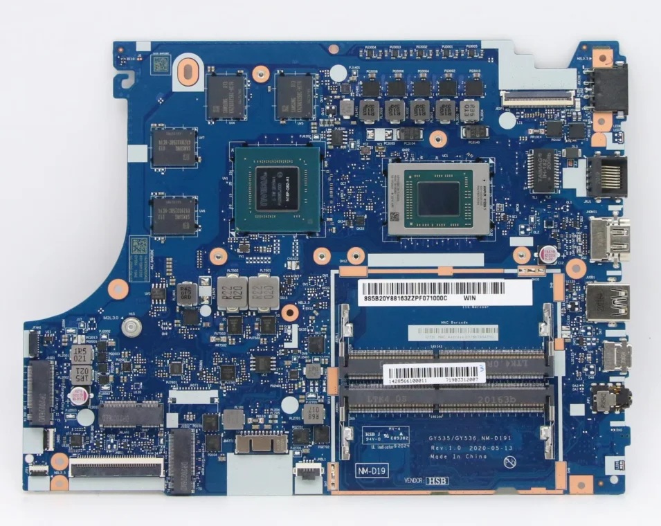 NM-D191 Rev:1.0 Lenovo ideapad Gaming 3-15ARH05 Notebook Anakartı, Mainboard (AMD CPU R5-4600H, N18P-G61-MP2-A1, GPU GTX1650)