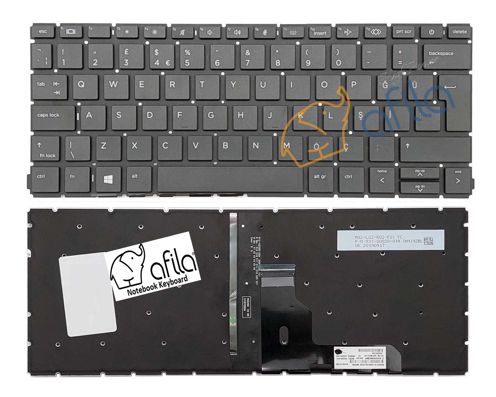 Hp ProBook x360 435 G7 Notebook Klavyesi, Laptop Tuş Takımı (Siyah TR) - ışıklı