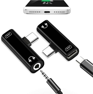 Type-C To USB-C + 3.5mm Aux Stereo Kulaklık/aux/şarj Dönüştürücü Adaptör (Converter)