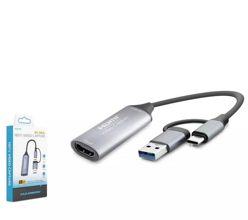 Hadron Hdx7856 Type-C + USB to Hdmi Video Capture Type-C + Usb3.0 4K 30Hz Gri