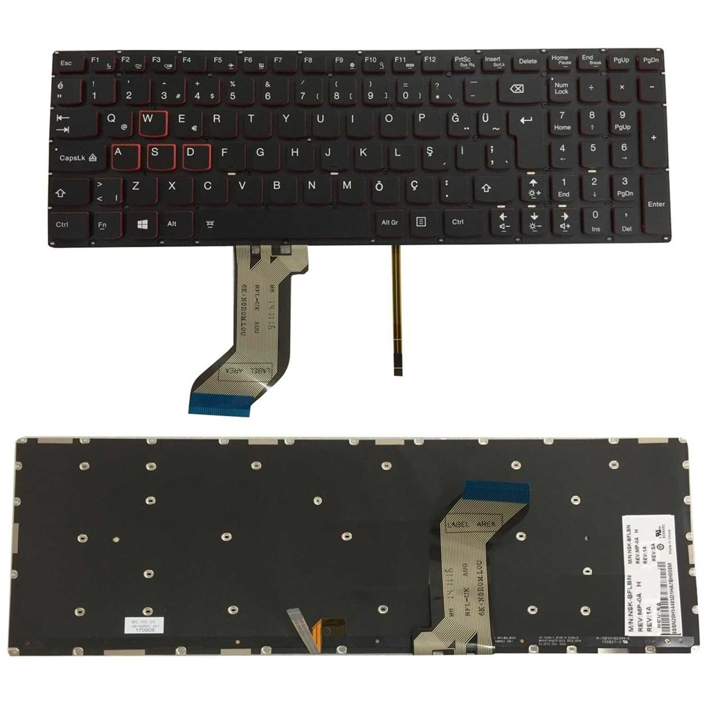 Lenovo ideaPad Y700-15ISK Notebook Klavyesi, Laptop Klavyesi (Siyah TR) Işıklı