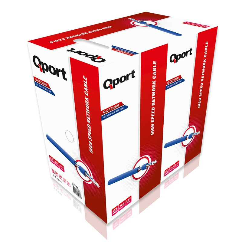 QPORT QPORT Q-CAT6M 305 METRE UTP 23AWG 0,57MM MAVİ NETWORK AĞ KABLOSU (305mt)