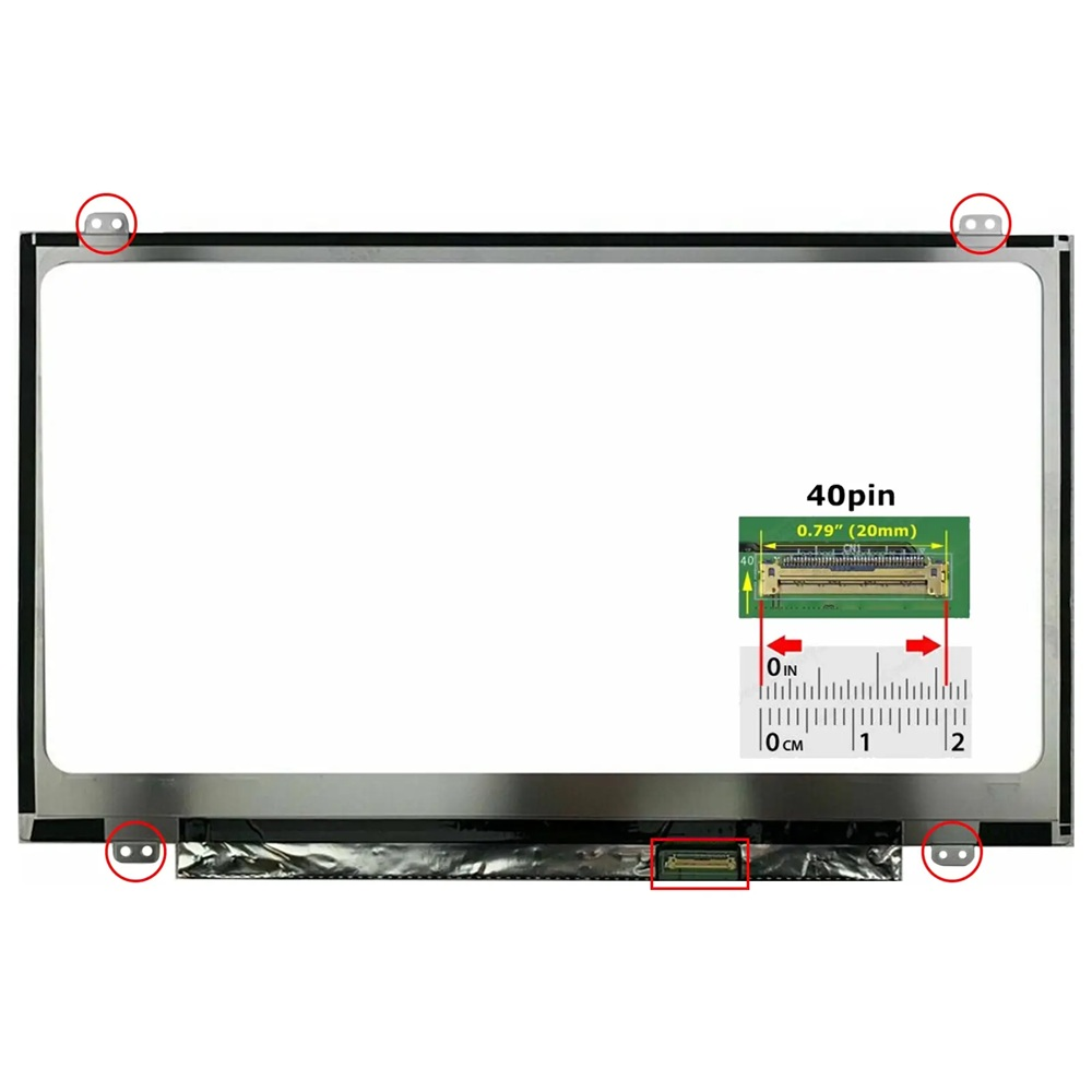 R140NWF5-R1 Uyumlu 14.0" inç 40pin Slim 1920*1080 Full HD (FHD) Lcd Ekran, Panel, Dokunmatik'li (Soket 20mm) / Vidalı