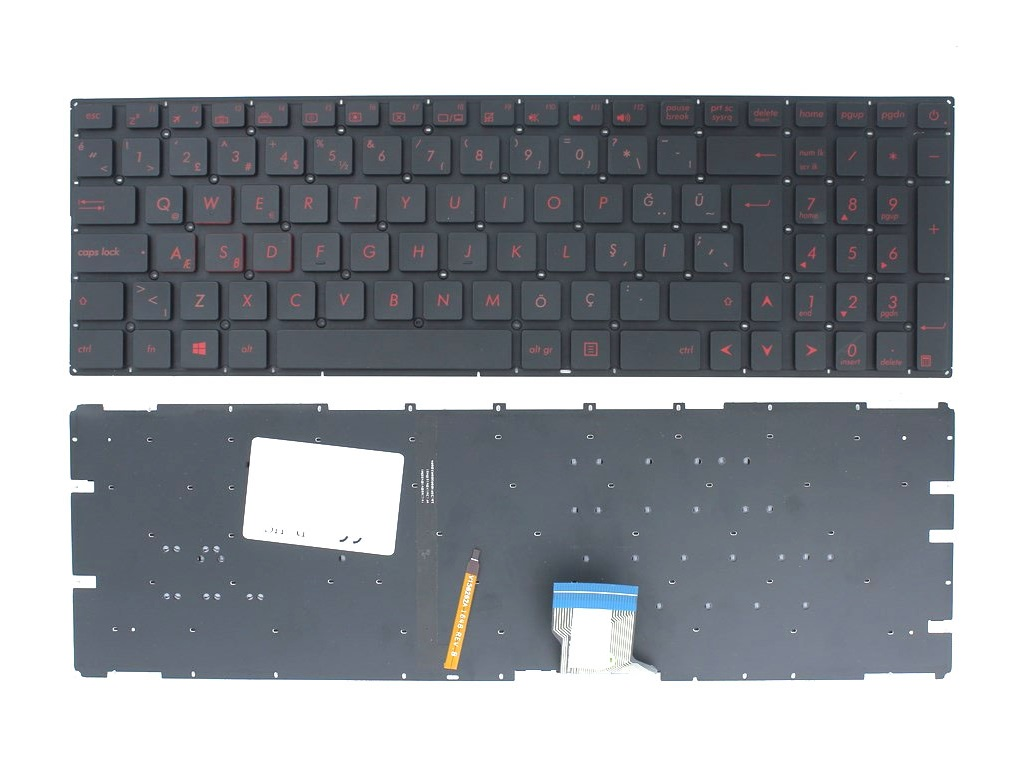 Asus GL502VT GL502VY Notebook Klavyesi, Laptop Tuş Takımı - Siyah TR Işıklı - Kırmızı - V2