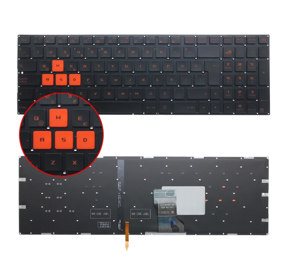 Asus GL502VT GL502VY Notebook Klavyesi, Laptop Tuş Takımı (Siyah TR) Işıklı - V1