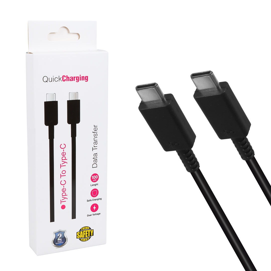 TYPE-C to TYPE-C Şarj Kablosu - İphone 15 Şarj Kablosu (USB-C to USB-C) - Siyah