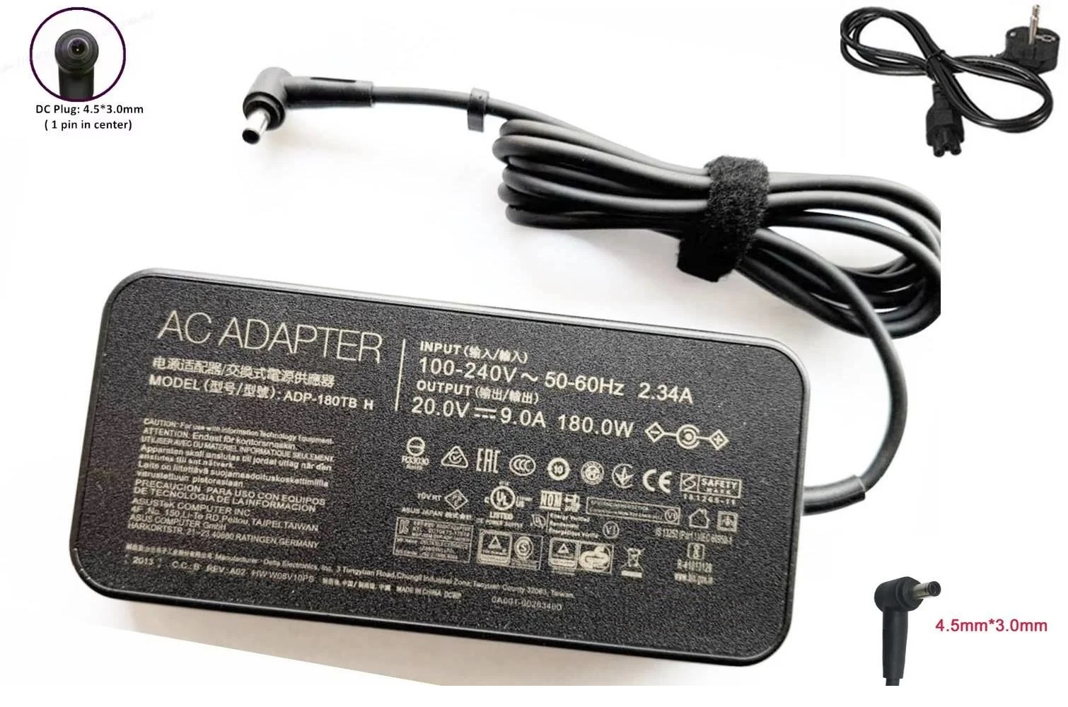Asus Rog Uyumlu 20V 9A 180W (4.5*3.0mm) Notebook Adaptörü, Şarj Aleti Cihazı (19.5V 9.0A, 9.23A) / CUADP024