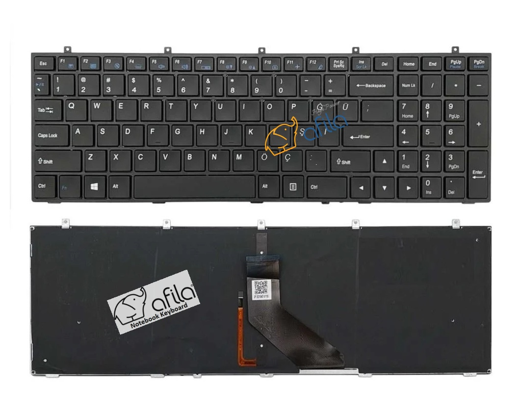 Clevo, Monster A5 V1.1, W370, W670 Notebook Klavyesi (Siyah TR) Işıklı / KL0892LD