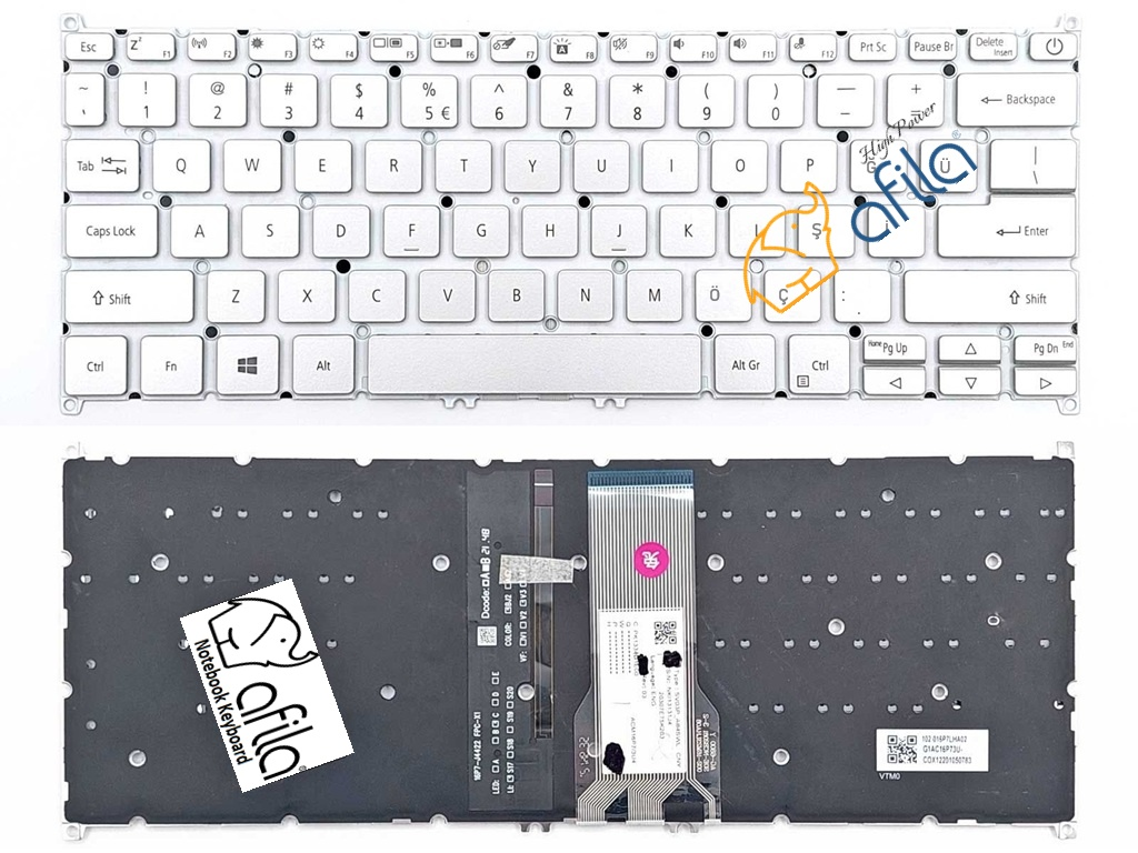 Acer Aspire SF314-43 Notebook Klavyesi, Laptop Tuş Takımı (Silver TR) ışıklı / KL0340V3S
