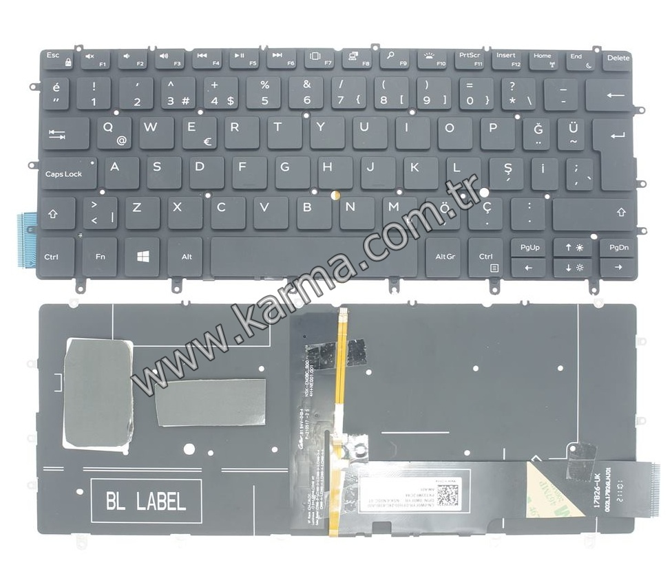 Dell XPS 9370 (P82G) Notebook Klavyesi, Laptop Tuş Takımı (Siyah TR) Backlit / KL0231