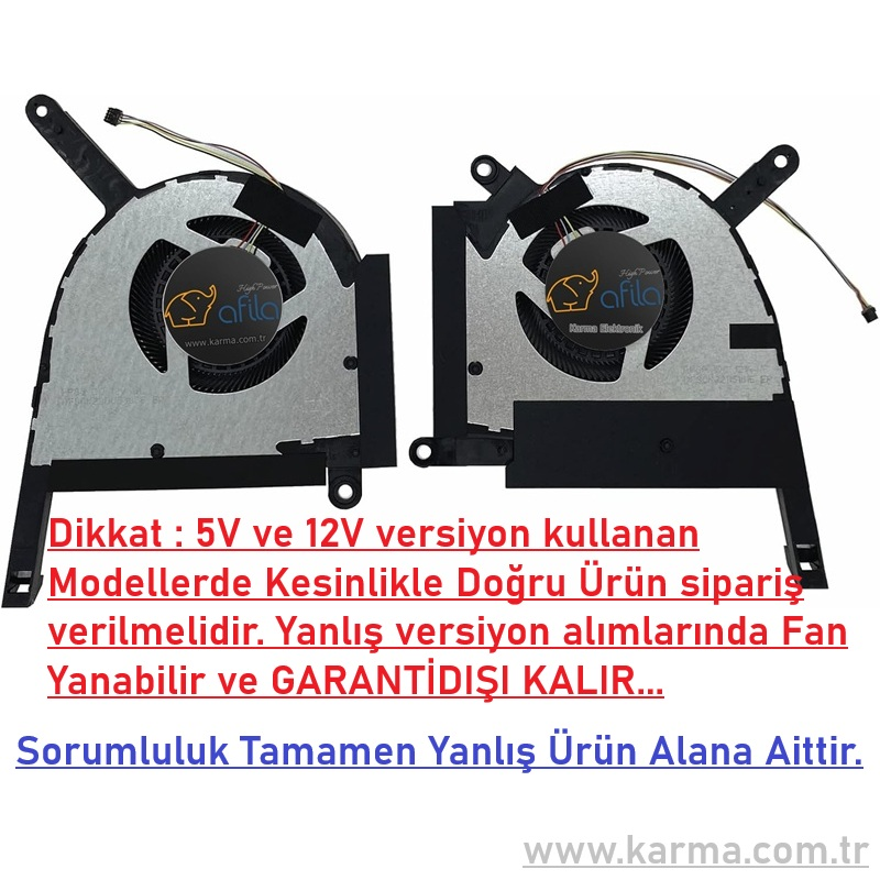Asus FA507R, FX507R, FX507X Notebook CPU + GPU Fanı Sağ-Sol SET (Ver.1 - 5V)