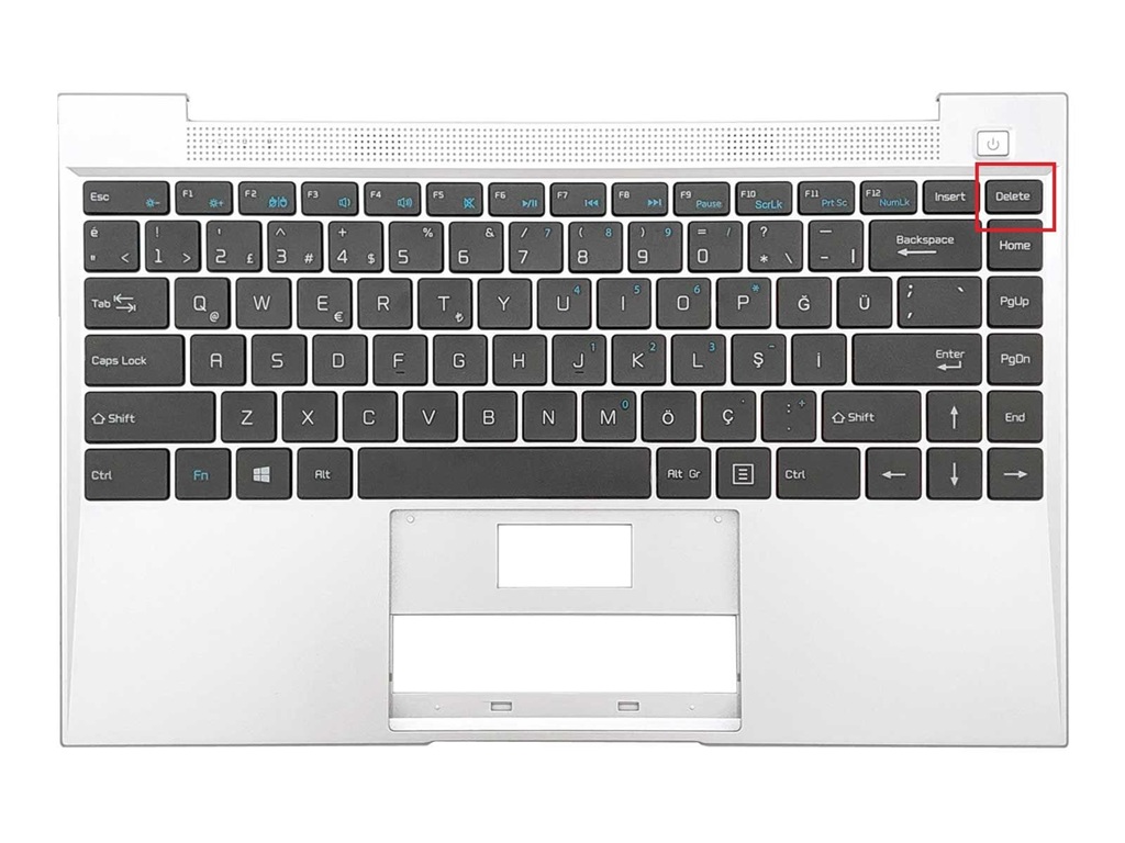 Casper Nirvana C350 Uyumlu Notebook Klavyesi - Üst Kasa (Silver) - Siyah - TR - Ver.2 / KL1014V2CT