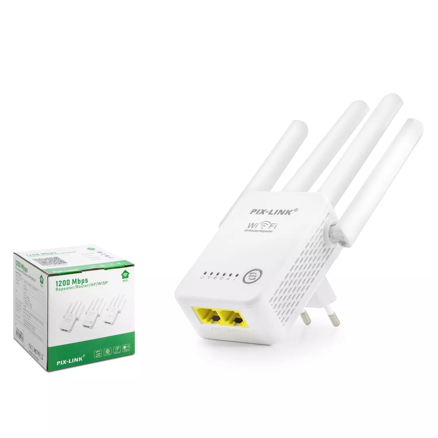 PIX-LINK LV-WR48D4Q Wireless-AC/N WiFi Repeater Router AP Dual Band 1200Mbps - Beyaz