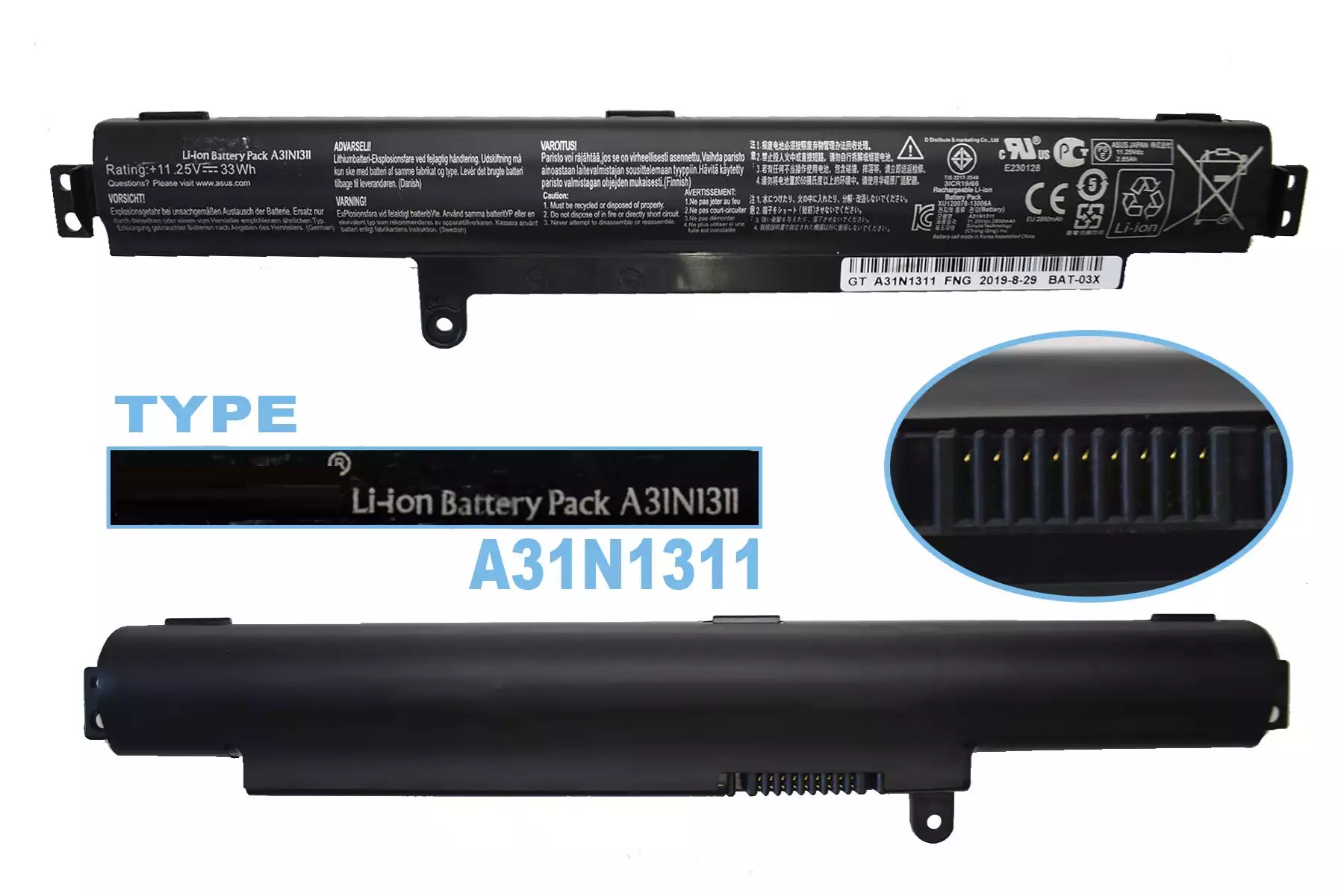 Asus VivoBook X102BA X102B BH41T F102BA A31N1311 Notebook Bataryası, Laptop Pili / NASL-084