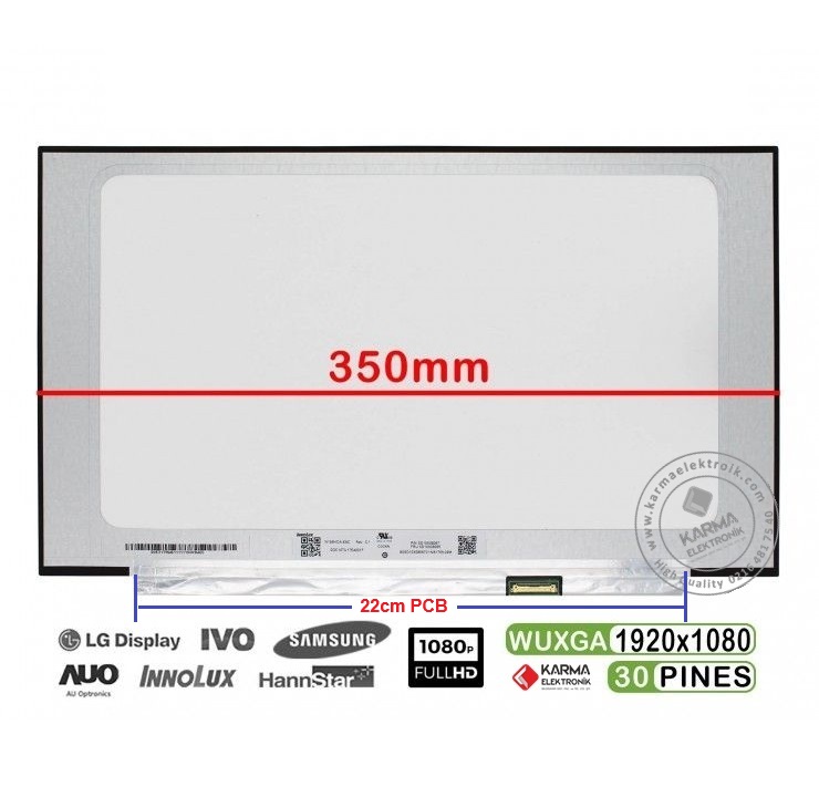 N156HCA-EAC Rev.c9 15.6'' 30 Pin FHD IPS Slim Notebook Paneli - 1920*1080 (PCB 22cm)