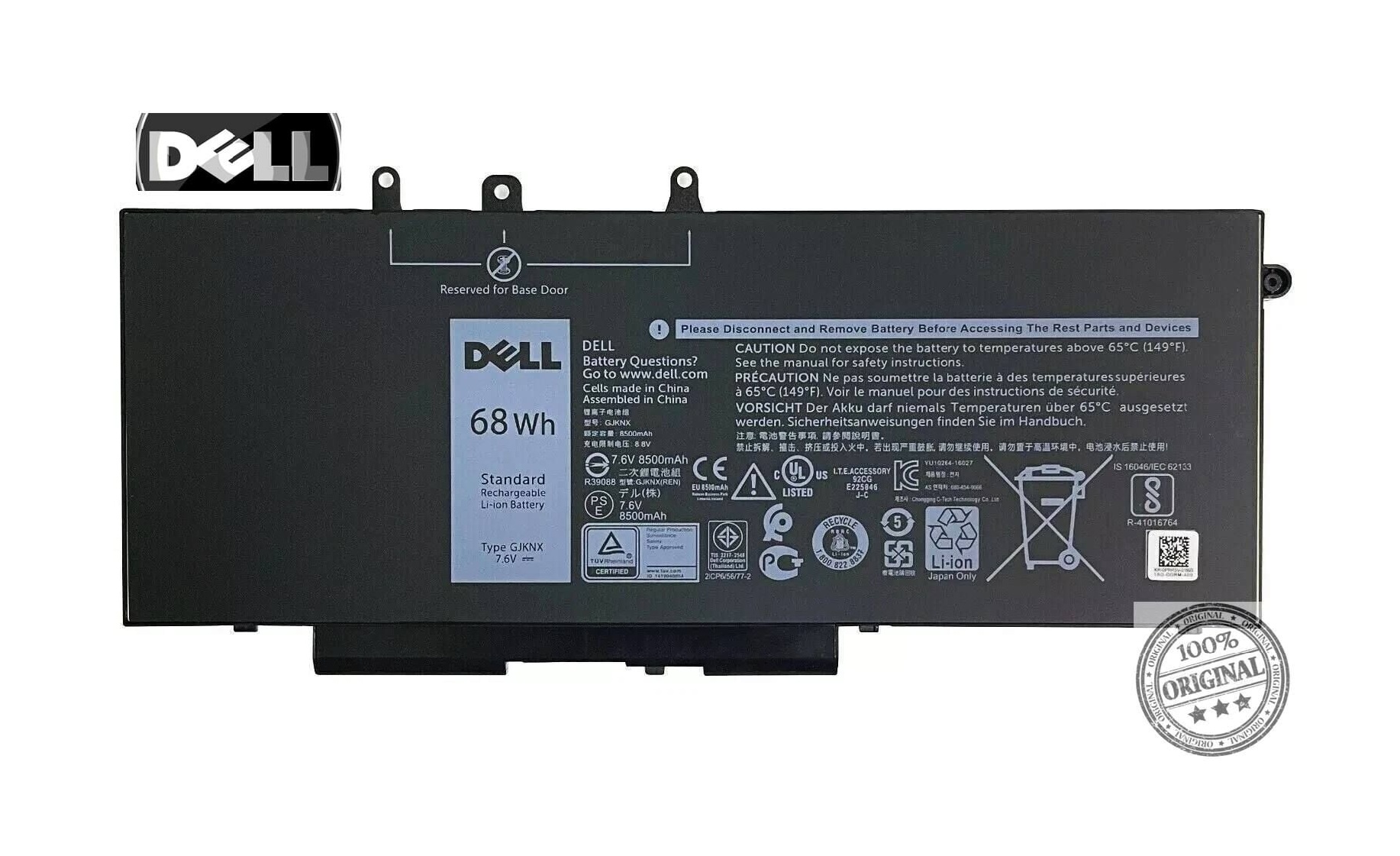 Dell Latitude E5480, E5580 GJKNX Notebook Bataryası, Laptop Pili - 4 Cell ( Orjinal )