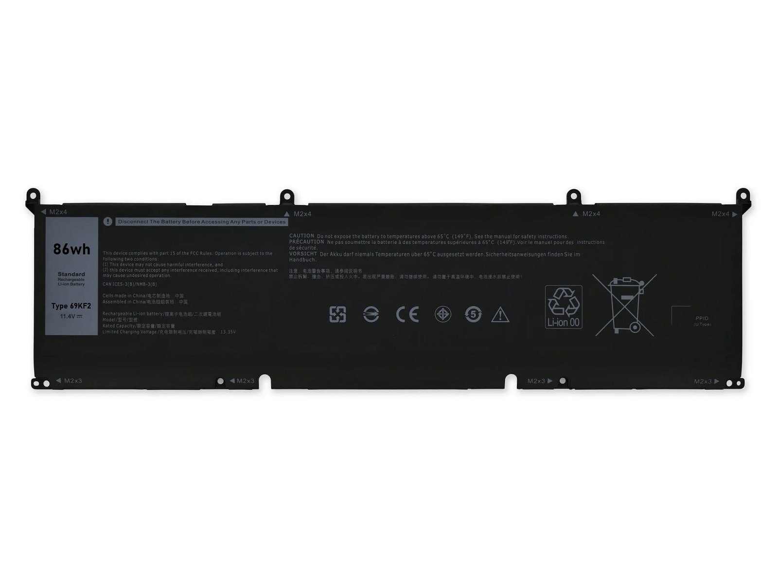 Dell G15 5510, 5511, 5521, 69KF2 Notebook Bataryası, Laptop Pili - 86wh - 6 Cell