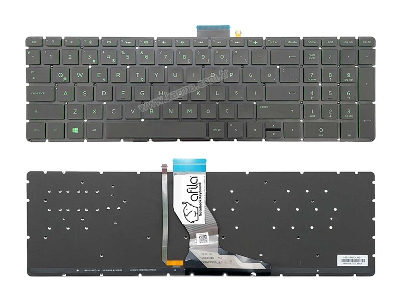 Hp Pavilion Gaming 15-CX Serisi TPN-C133 Serisi Notebook Klavye (Siyah TR) Gaming - Yeşil Tuşlu ışıklı / KL0059LD