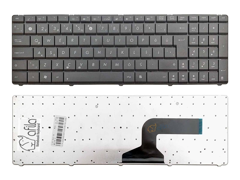 Asus N53 K52J K53S X55A X55C Notebook Klavyesi - Siyah - TR (Çerçevesiz) / KL0503TR
