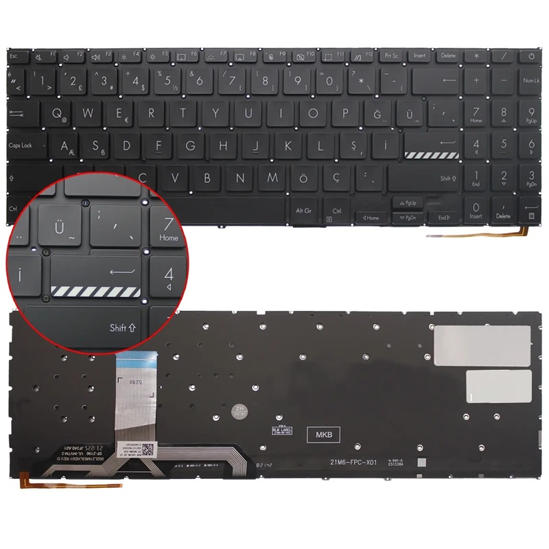 Asus M1503Q Serisi Notebook Klavyesi, Laptop Tuş Takımı (Siyah TR) ışıklı / KL1126LD