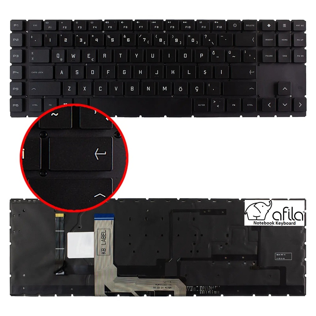 Hp Omen 17-ck0000 Serisi Notebook Klavyesi - Siyah - TR - Backlit - Ver.1 (4-Zone RGB) / KL1217