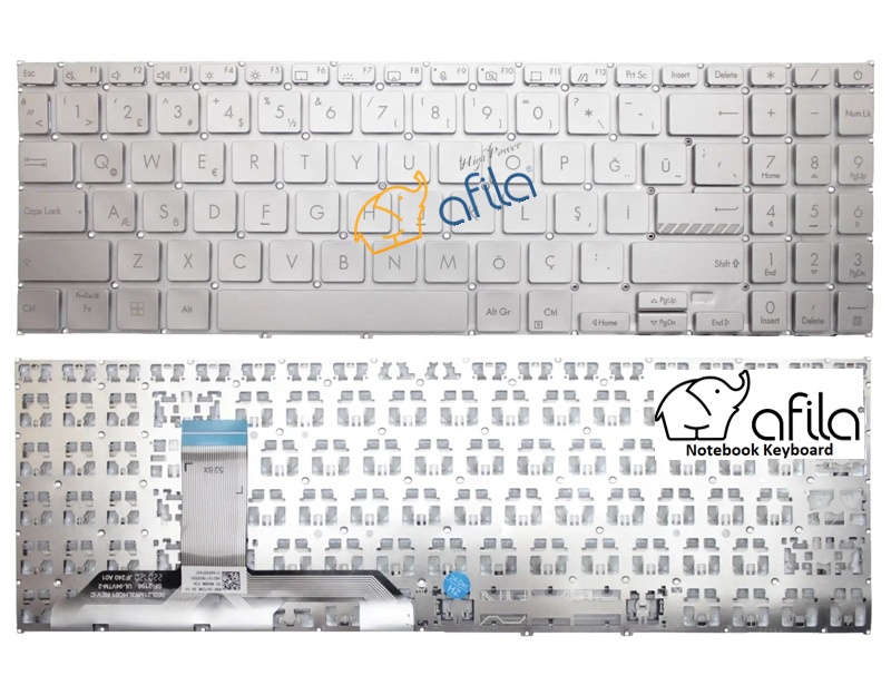 Asus M1503Q Serisi Notebook Klavyesi, Laptop Tuş Takımı (Silver, Gri TR) / KL1126S
