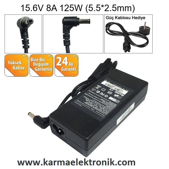 Panasonic ToughBook 15.6V 8A 125W (5.5*2.5mm) Notebook Adaptörü, Laptop Şarj Cihazı / CLT-405