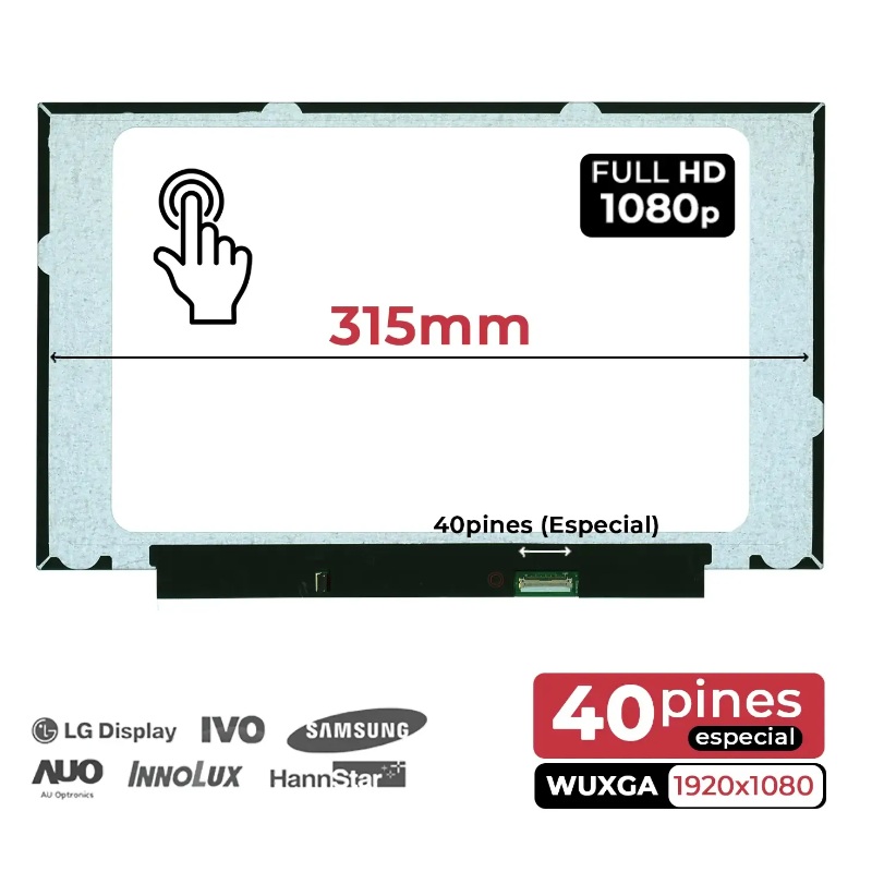 B140HAK03.2 Uyumlu 14.0" inç 40pin Slim 1920*1080 Full HD (FHD) IPS Lcd Ekran, Panel, Dokunmatik'li (Soket 20mm) / Vidasız
