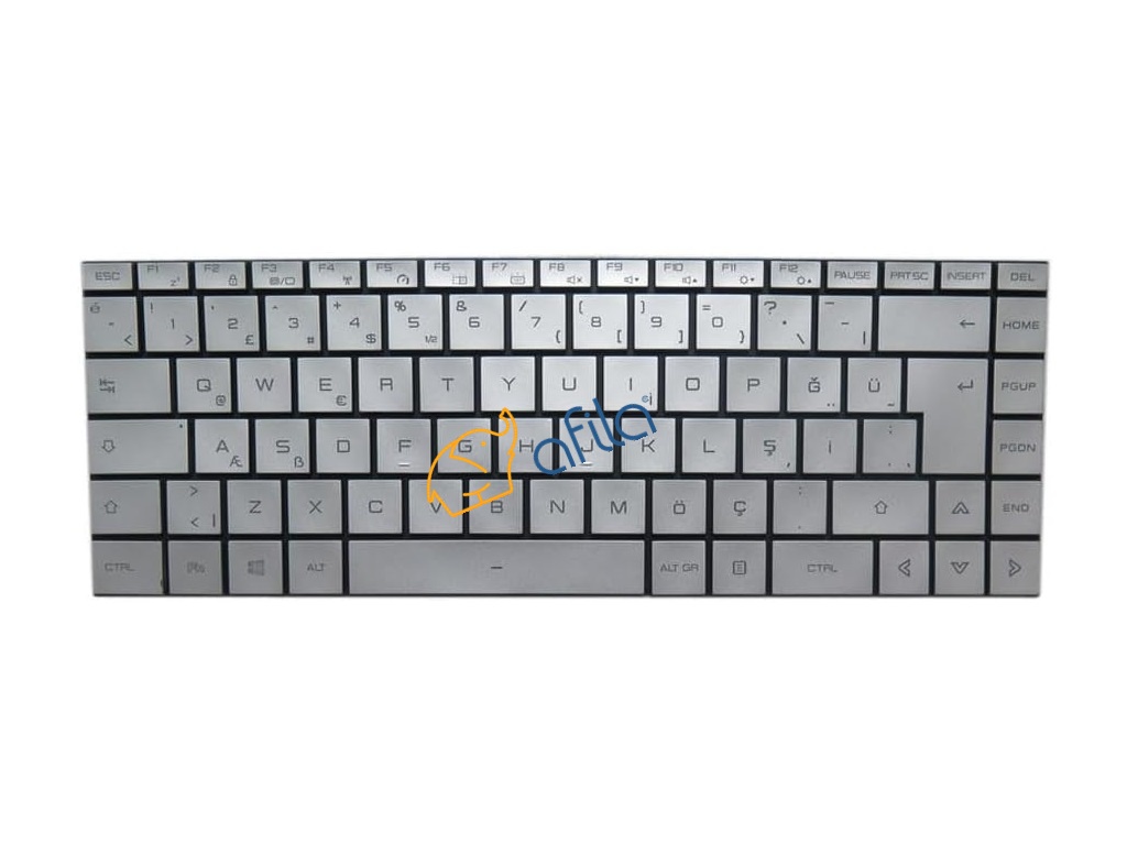 Monster PF5CP5G Uyumlu Notebook Klavyesi, Laptop Tuş Takımı (Silver, Gri TR) ışıklı / KL1181S