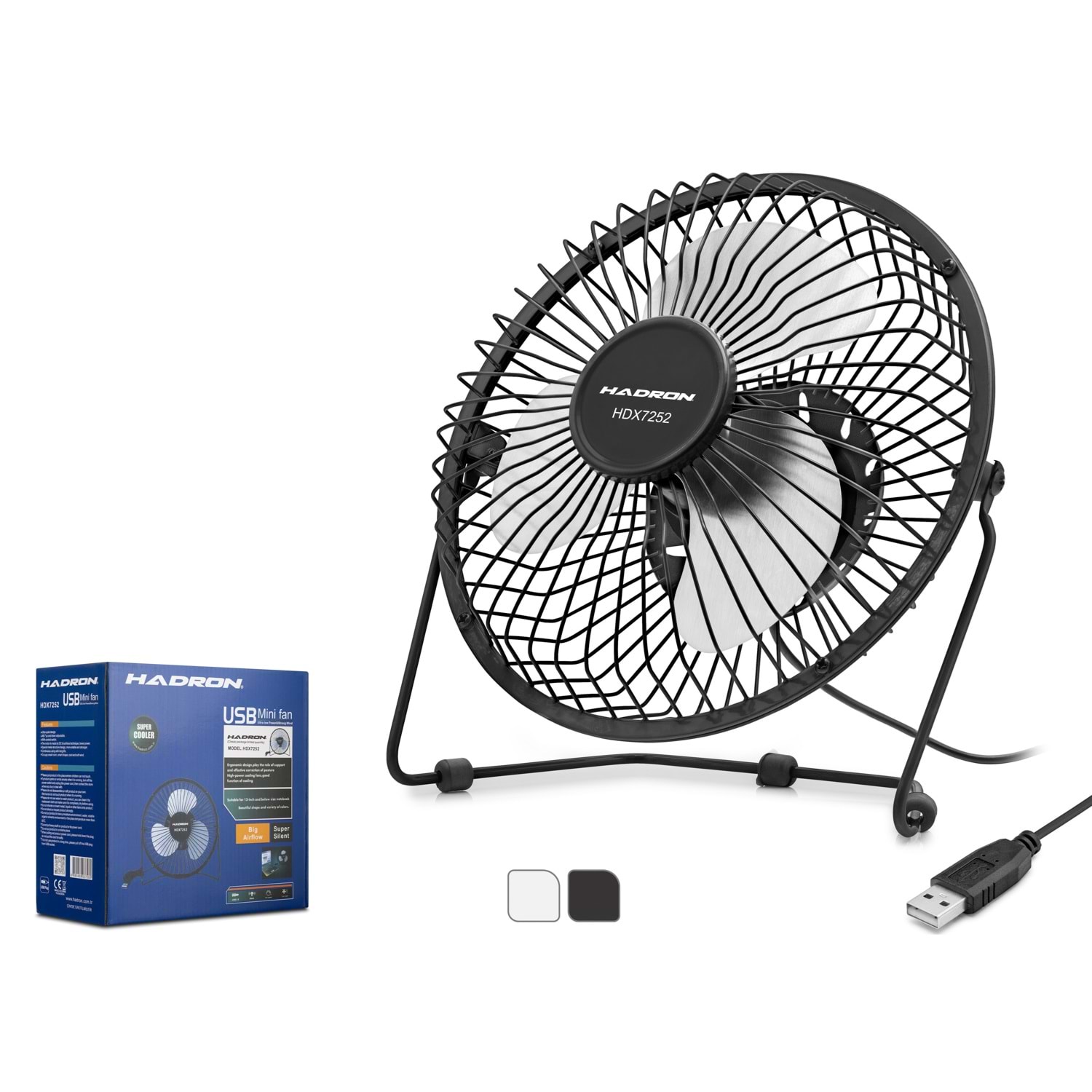 HADRON HDX7252 USB Metal Vantilatör 18 cm - Siyah
