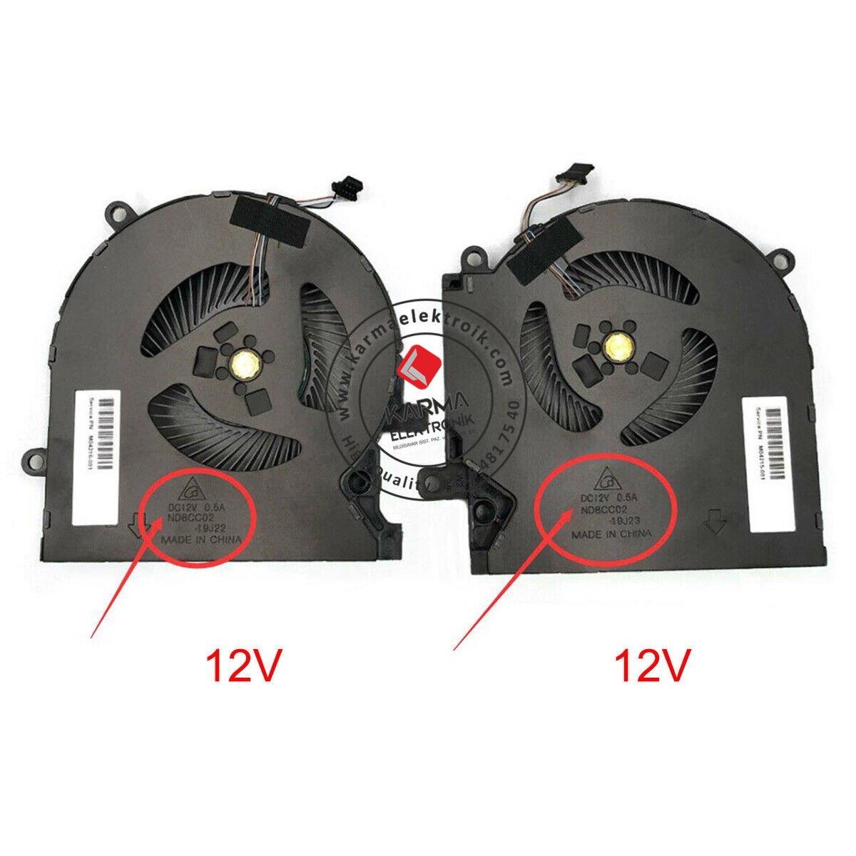 Hp Omen 15-ek, 15-en Serisi Notebook CPU+GPU Fanı / Sağ-Sol SET - 12V Versiyon