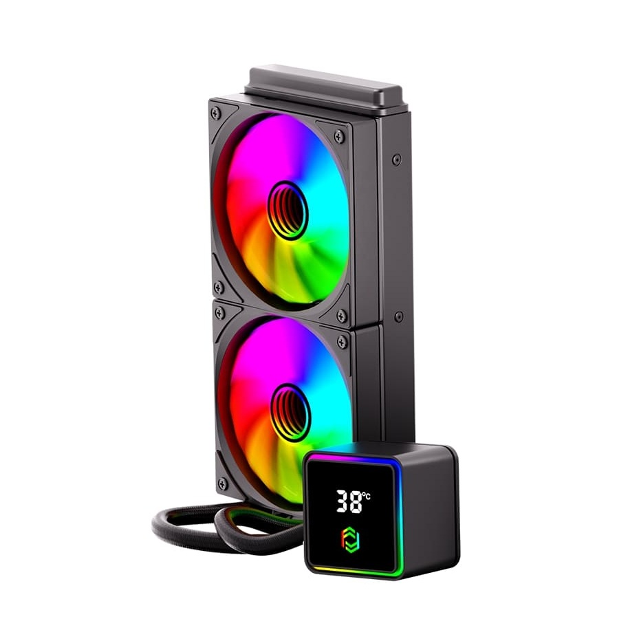 240mm ARGB Cpu Fanı Siyah Sıvı Soğutma intel/AMD işlemci Uyumlu (2x12cm, 1800RPM, 40,000 Saat)