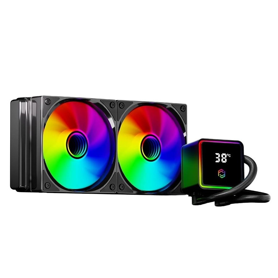 240mm ARGB Cpu Fanı Siyah Sıvı Soğutma intel/AMD işlemci Uyumlu (2x12cm, 1800RPM, 40,000 Saat)