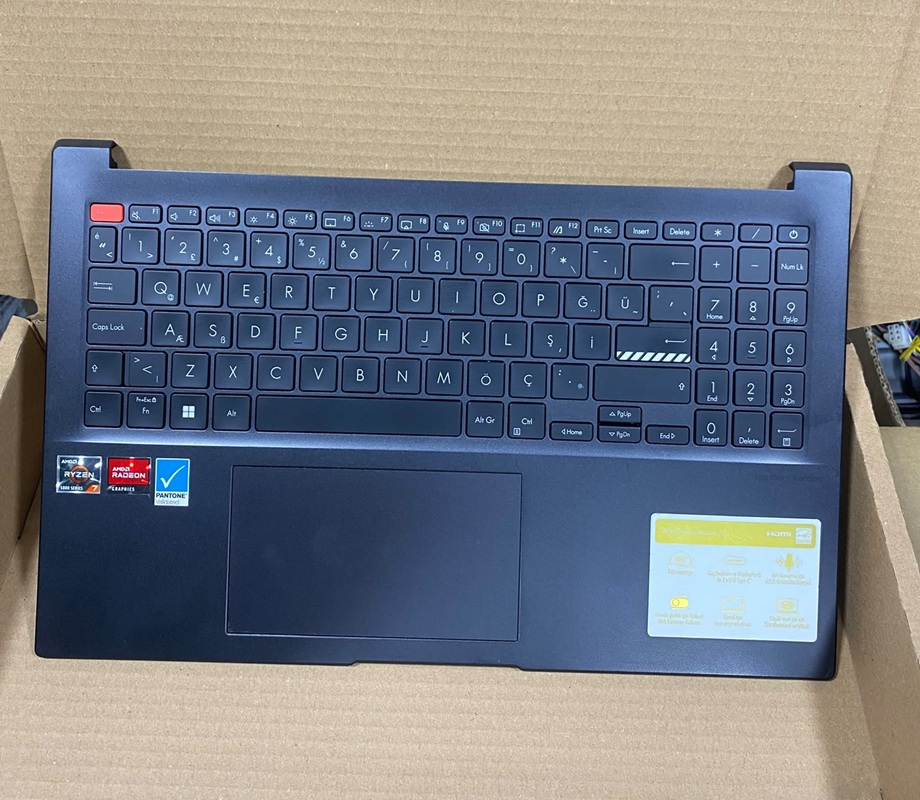 Asus Vivobook S15 M3502 M3502Q Notebook Üst Kasa Klavye Touch Pad (Siyah TR) ışıklı / Orjinal SET